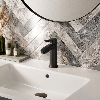 Bristan Apelo Eco Start Basin Mixer Tap with Clicker Waste - Black | Product Image