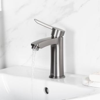 Bristan Apelo Eco Start Basin Mixer Tap with Clicker Waste - Gun Metal | Product Image