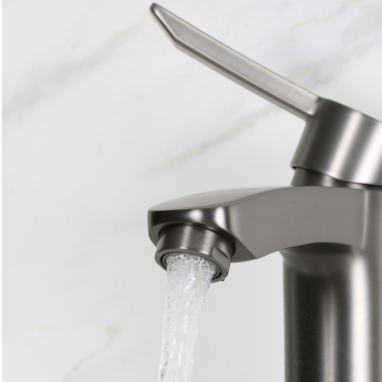 Bristan Apelo Eco Start Basin Mixer Tap with Clicker Waste - Gun Metal | Product Image