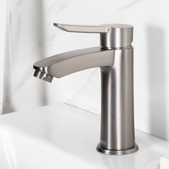 Bristan Apelo Eco Start Basin Mixer Tap with Clicker Waste - Gun Metal | Product Image
