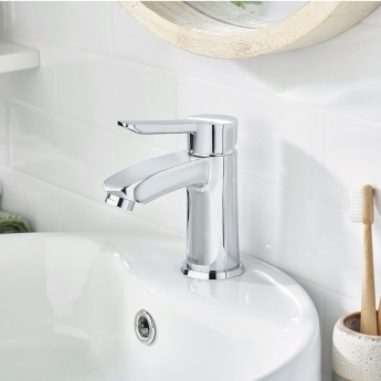 Bristan Apelo Eco Start Small Basin Mixer Tap with Clicker Waste - Chrome | Product Image
