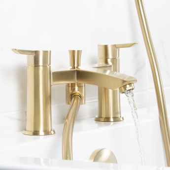 Bristan Apelo Bath Shower Mixer Tap Pillar Mounted - Brushed Brass | Product Image