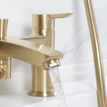 Bristan Apelo Bath Shower Mixer Tap Pillar Mounted - Brushed Brass | Product Image