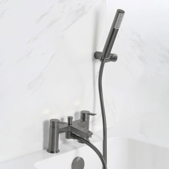 Bristan Apelo Bath Shower Mixer Tap Pillar Mounted - Gun Metal | Product Image