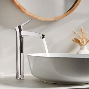 Bristan Apelo Eco Start Tall Basin Mixer Tap with Clicker Waste - Chrome | Product Image