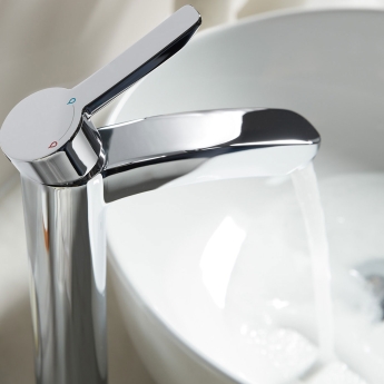 Bristan Apelo Eco Start Tall Basin Mixer Tap with Clicker Waste - Chrome | Product Image