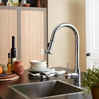 Bristan Apricot Mono Kitchen Sink Mixer Tap Pull-Out Spray - Chrome