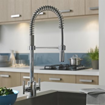 Bristan Artisan Professional Pull-Out Mono Kitchen Sink Mixer Tap Dual Handle - Chrome | Product Image