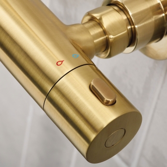 Bristan Buzz Thermostatic Bar Mixer Shower with Shower Kit and Fixed Head - Brushed Brass | Product Image