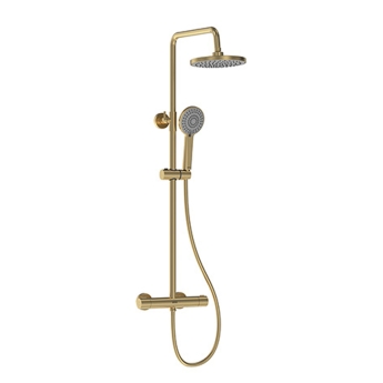 Bristan Buzz Thermostatic Bar Mixer Shower with Shower Kit and Fixed Head - Brushed Brass | Product Image