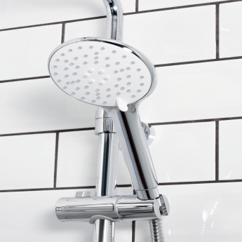 Bristan Buzz Thermostatic Bar Mixer Shower with Shower Rigid Riser Kit and Fixed Head - Chrome