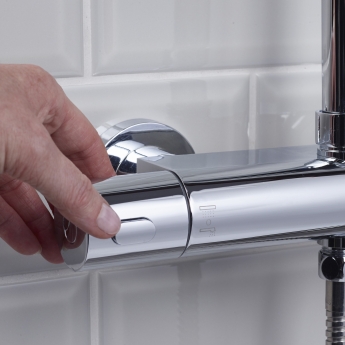 Bristan Buzz Thermostatic Bar Mixer Shower with Shower Rigid Riser Kit and Fixed Head - Chrome