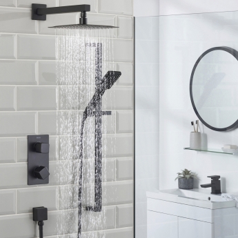 Bristan Cobalt Recessed Dual Concealed Mixer Shower with Shower Kit and Fixed Head - Black