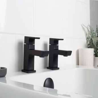 Bristan Cobalt Bath Taps Pair Pillar Mounted - Black