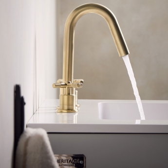 Bristan Cruzar 3-Hole Basin Mixer Tap Deck Mounted - Brushed Brass | Product Image