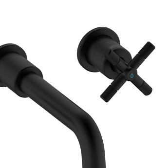 Bristan Cruzar 3-Hole Basin Mixer Tap Wall Mounted - Black | Product Image