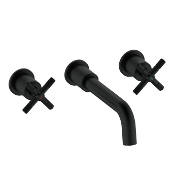 Bristan Cruzar 3-Hole Basin Mixer Tap Wall Mounted - Black | Product Image