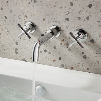 Bristan Cruzar 3-Hole Basin Mixer Tap Wall Mounted - Chrome | Product Image