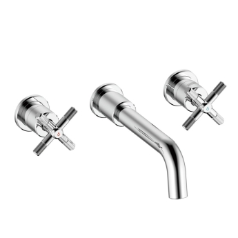 Bristan Cruzar 3-Hole Basin Mixer Tap Wall Mounted - Chrome | Product Image