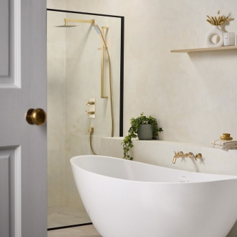 Bristan Cruzar 3-Hole Bath Filler Tap Wall Mounted - Brushed Brass | Product Image