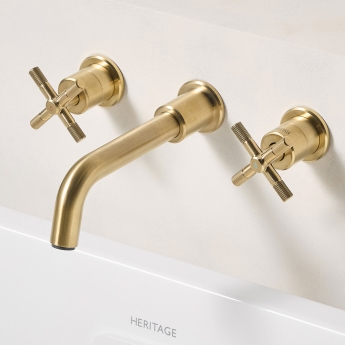 Bristan Cruzar 3-Hole Bath Filler Tap Wall Mounted - Brushed Brass | Product Image