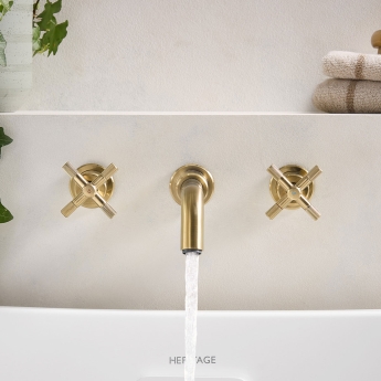 Bristan Cruzar 3-Hole Bath Filler Tap Wall Mounted - Brushed Brass | Product Image