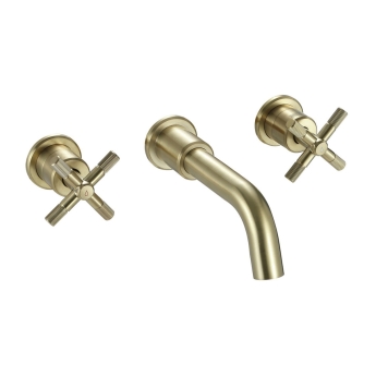 Bristan Cruzar 3-Hole Bath Filler Tap Wall Mounted - Brushed Brass | Product Image