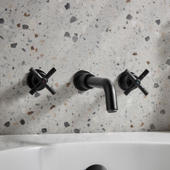 Bristan Cruzar 3-Hole Bath Filler Tap Wall Mounted - Black | Product Image