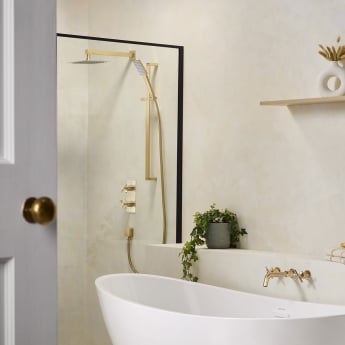 Bristan Cruzar Dual Concealed Mixer Shower with Fixed Head and Handset - Brushed Brass | Product Image