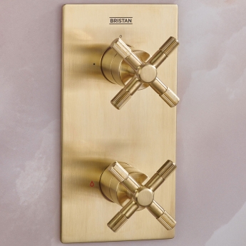 Bristan Cruzar Dual Concealed Mixer Shower with Fixed Head and Handset - Brushed Brass | Product Image