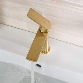Bristan Frammento Eco Start Basin Mixer Tap with Clicker Waste - Brushed Brass | Product Image