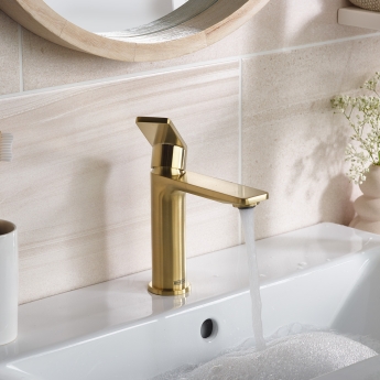 Bristan Frammento Eco Start Basin Mixer Tap with Clicker Waste - Brushed Brass | Product Image