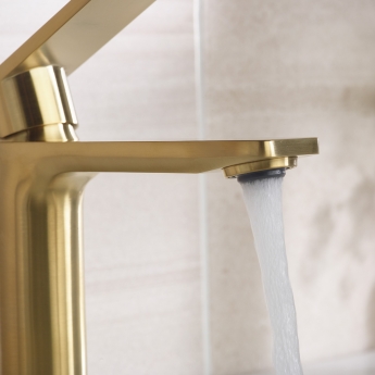 Bristan Frammento Eco Start Basin Mixer Tap with Clicker Waste - Brushed Brass | Product Image
