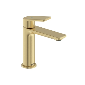 Bristan Frammento Eco Start Basin Mixer Tap with Clicker Waste - Brushed Brass | Product Image