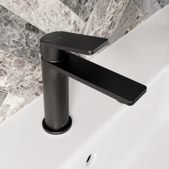 Bristan Frammento Eco Start Basin Mixer Tap with Clicker Waste - Black | Product Image