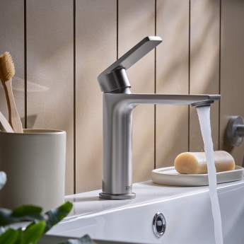 Bristan Frammento Eco Start Basin Mixer Tap with Clicker Waste - Gun Metal | Product Image