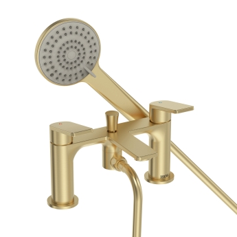 Bristan Frammento Bath Shower Mixer Tap Pillar Mounted - Brushed Brass | Product Image