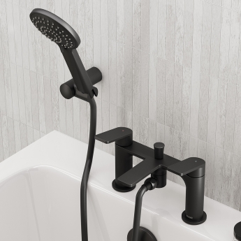 Bristan Frammento Bath Shower Mixer Tap Pillar Mounted - Black | Product Image