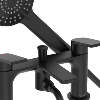 Bristan Frammento Bath Shower Mixer Tap Pillar Mounted - Black | Product Image
