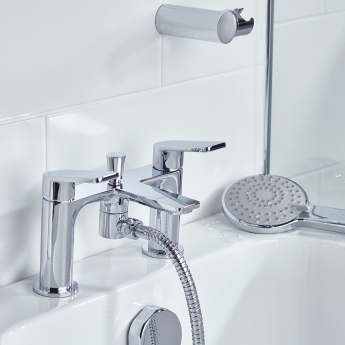 Bristan Frammento Bath Shower Mixer Tap Pillar Mounted - Chrome | Product Image