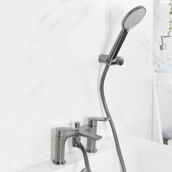 Bristan Frammento Bath Shower Mixer Tap Pillar Mounted - Gun Metal | Product Image