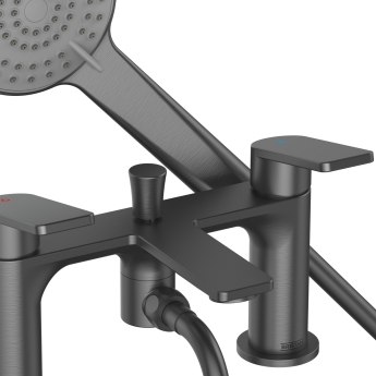 Bristan Frammento Bath Shower Mixer Tap Pillar Mounted - Gun Metal | Product Image