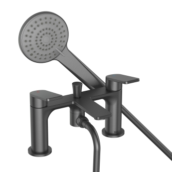 Bristan Frammento Bath Shower Mixer Tap Pillar Mounted - Gun Metal | Product Image