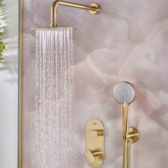 Bristan Frammento Dual Concealed Mixer Shower with Fixed Head and Handset - Brushed Brass | Product Image