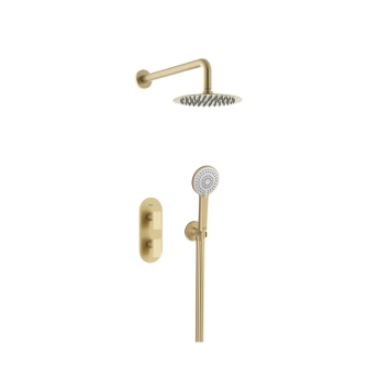Bristan Frammento Dual Concealed Mixer Shower with Fixed Head and Handset - Brushed Brass | Product Image