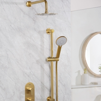 Bristan Hourglass Dual Concealed Mixer Shower with Shower Kit and Fixed Head - Brushed Brass | Product Image
