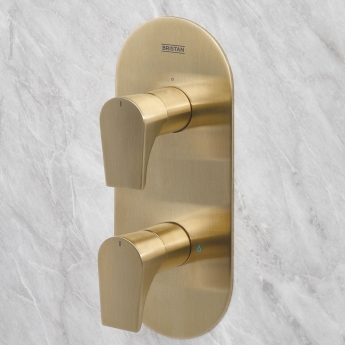 Bristan Hourglass Dual Concealed Mixer Shower with Shower Kit and Fixed Head - Brushed Brass | Product Image