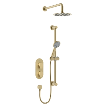 Bristan Hourglass Dual Concealed Mixer Shower with Shower Kit and Fixed Head - Brushed Brass | Product Image