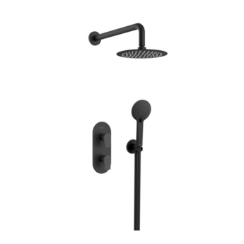 Bristan Hourglass Dual Concealed Mixer Shower with Fixed Head and Handset - Black | Product Image
