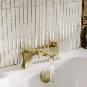 Bristan Hourglass Bath Filler Tap Pillar Mounted - Brushed Brass | Product Image